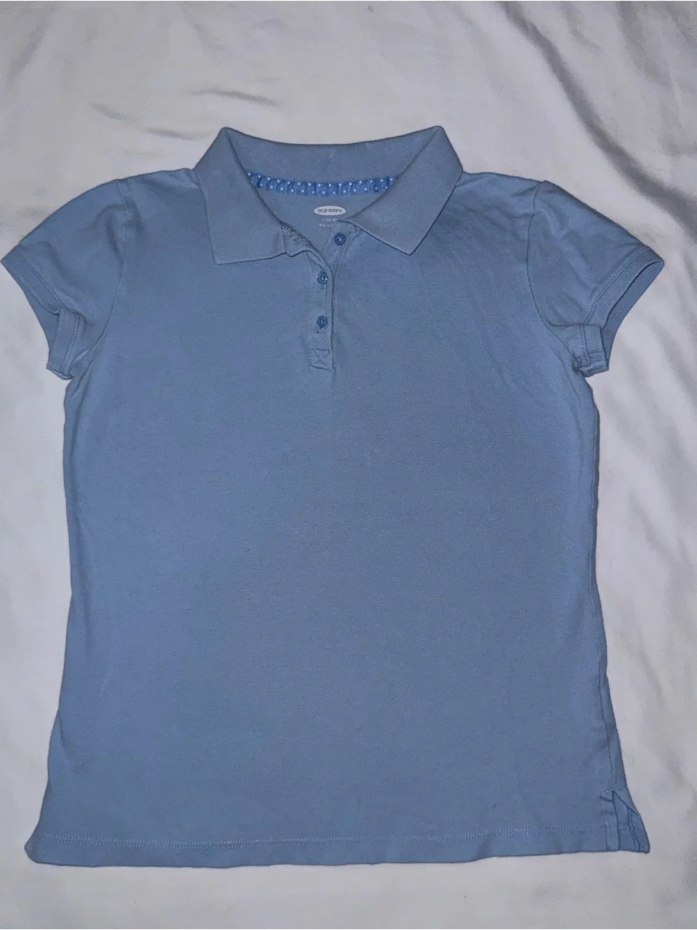 Old Navy size L 10/12 Light Blue short sleeve Polo Tee shirt